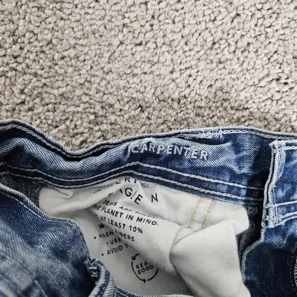 American Eagle Jeans Mens 30X28 (Tag 30X32) Blue Carpenter Double Knee Skater - Picture 7 of 13